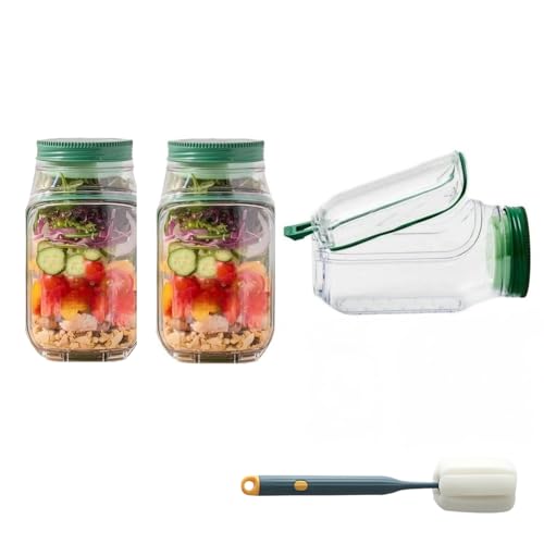2025 New Side-Opening Salad Jar - Leakproof Mason Jar Container, Dishwasher Safe, All-in-One Meal Prep Solution for Fresh Lunches On-the-Go(2PC) - color: 2PC