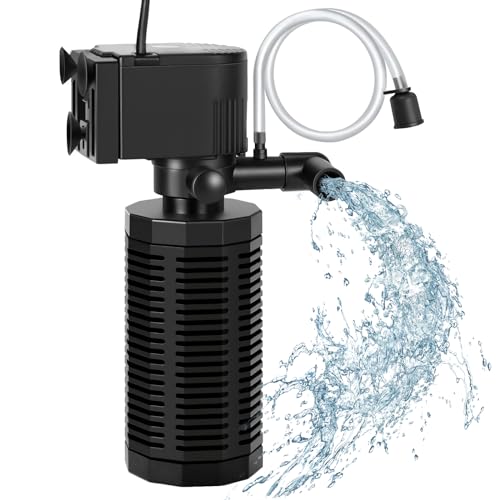 400GPH 4-In-1 Aquarium Filter 30~100 Gallon Quiet Fish Tank Filters | Submersible Turtle Tank Filter with 18W Powerful Pump, Bio-Sponge Filtration, Aeration, Water Cycle, Easy Setup & Cleaning - size: 18W Filter