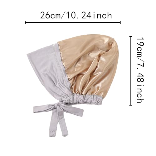 Yeieeo Women's Satin-Lined Tie Closure Hijab Undercap Non Slip,Premium Jersey Muslim Daily Wear Inner Headscarf Cap - color: Light Grey
