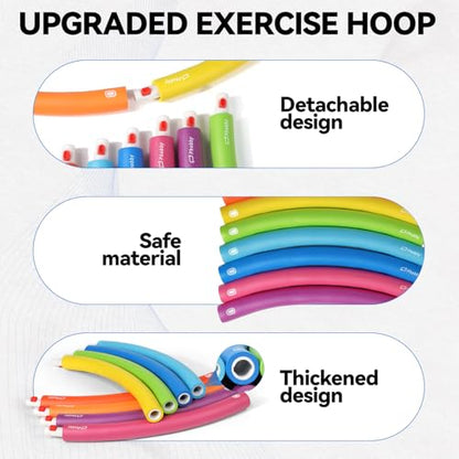 Phobby Weighted Exercise Hoop for Adults, Adjustable Fitness Hoop | 8 Detachable Hoop Sections with Jump Rope & Storage Bag, Home Gym Workout - style: Basic 2.2lb