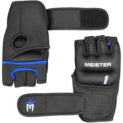 Meister Elite 1lb Weighted Gloves for Cardio & Heavy Hands - Black | Ergonomic open-palm one pound gloves to boost workout intensity for shadow boxing, running, walking, cycling & more