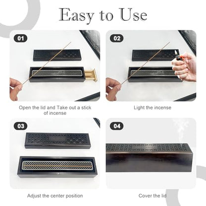 Incense Holder Burner, 2 in 1 Coffin Design with Storage Box and Ash Catcher, Holder for Incense Sticks, Excellent for Meditation Wellness Practices Bedroom Study Office