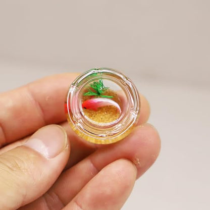Dollhouse Fish Tank, Miniature Round and Square Goldfish Tank, Mini Miniature Goldfish Aquarium, for Dollhouse Miniature, Fairy Garden, Diorama Decoration (Round Tank)