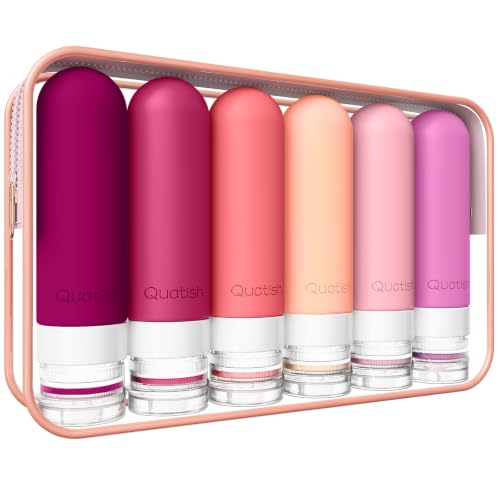 Quatish Travel Bottles for Toiletries 6 Pack, Original Patented Leakproof 3 oz Tsa Approved Travel Size Container, BPA Free Silicone Shampoo and Conditioner Bottle, Cruise Camping Essentials, Rose - color: Rose