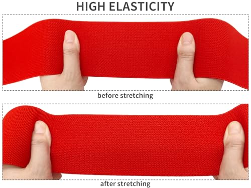 Red Wide Knit Elastic Band for Sewing 3 inch 5yards Double-Side Twill Woven Elastic Heavy Stretch Elastic Spool Band for Sewing Pants Waist-Wigs-Skirts-Craft-DIY Projects (#34) - color: Red #34