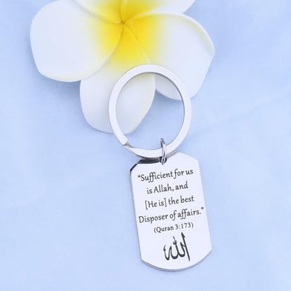 LQRI Islamic Quran Verse Keychain Sufficient for Us Is Allah The Disposer of Affairs Quran 3:173 Muslim Religious Gift