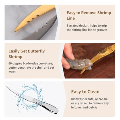 Shrimp Deveining tool Multi-Colored Shrimp Deveiner Tool Stainless Steel Shrimp Peeler and Deveiner Tool Seamless Shrimp Peeler for Easy Shrimp Deveining (Silver)