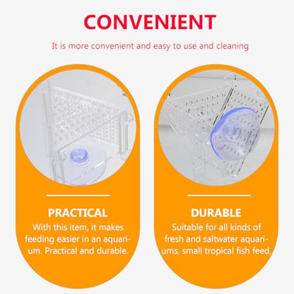 Uonlytech Acrylic Fish Feeding Cups 2pcs with Suction Cup and Hook Aquarium Fish Food Container for Live Bloodworm Feeding for Aquatic Pets