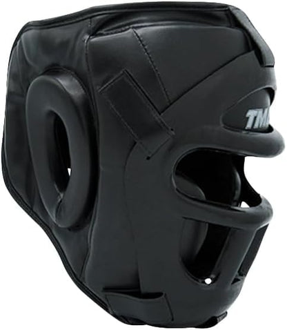 TMA Headguard for Boxing, MMA Training - Head Guard with Removable Face Grill, Cheeks, Ear, Mouth Protection-Headgear for Muay Thai, Grappling, Kickboxing, Karate, Taekwondo, Martial Arts (Black, S/M)