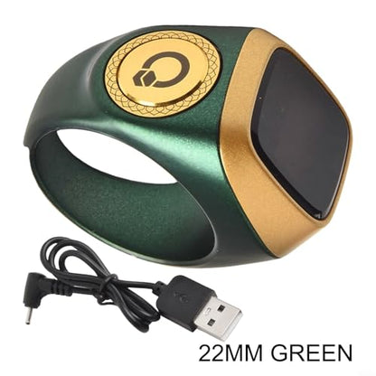 IQibla Smart for Zikr Ring with Digital Counter, Vibration Reminder, for OLED Display, 40mAh for battery and Prayer Time Alerts for Muslims, Black(22mm green) - size: 22mm green