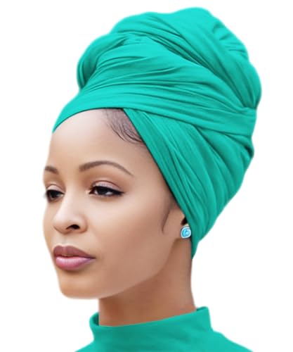 Nonbongoy Head Wraps for Black Women Stretch Headwraps Large Hair Wraps Hijab Scarves for Muslim Head Scarf Turban Headbands - color: 1-light Green Headwrap