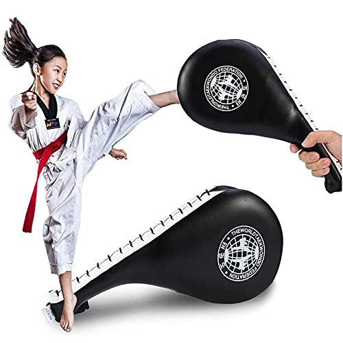 Taekwondo Kick Pads, Target Durable TKD Kicking Targets Training Paddles, Double Strike Pads for Kickboxing and Karate Training (Style 2,Black+red,2 pcs)