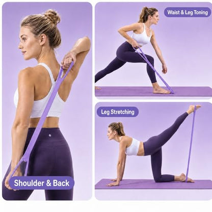 Figure 8 Resistance Bands with Handles for Women and Men, 2pc | Silicone Soft Grips, Non-slip Function, Arm Workout, Yoga Pilates Back Leg Exercise