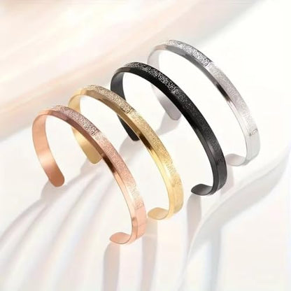 Ayatul Kursi Cuff Bracelet for Women Islam Eid Islamic Jewelry Gifts Stainless Steel Muslim Quran Allah Arabic Bangles Bracelets - color: Silver