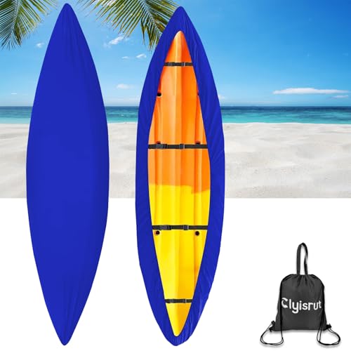 10-16FT Waterproof Kayak Covers for Outdoor Storage, Canoe Cover Accessories, Boat Cover Oxford Shade Marine Cockpit Dust Cover UV Protection Ultra Sunblock Shield for Fishing Boat Kayak Canoe - color: Blue, size: 10-11.5ft