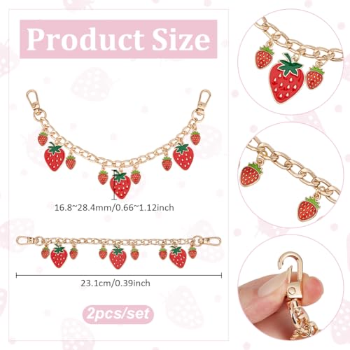 UNICRAFTALE Purse Chain Strap Replacement 8 Inch Short Chain Straps Enamel Charm Bag Handle with Buckle Extender - color: Light Gold/Red