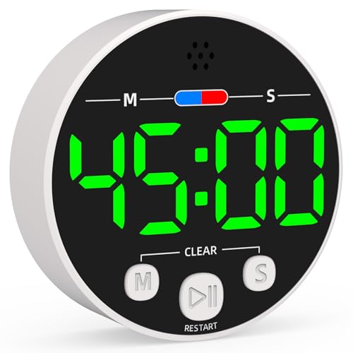 Large LED Digital Timer, Magnetic Countdown Loud Timer for Kitchen Cooking, Classroom Whiteboard, Kids, Toddler, Game, Productivity, Focus, Work, Task, Office, Meeting – Small, Simple, Visual, Green
