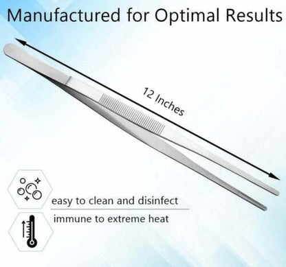 A2Z-Aquascaping Maintenance Tools Accessories,Anti-Rust Stainless Steel Tweezers Scissors Spatula for Aquarium Tank Clean, Fish Tank, Bonsai, Algae Scrapers (12" Serrated Tweezers - Straight) - size: 12" Serrated Tweezers - Straight