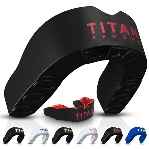 Mouth Guard Boxing, Dual-Layer Boil & Bite Mouthguard, Adult | Premium Dual-Layer | Case Included | Adult & Youth Custom-Fit Mouthpiece | Football, MMA, Hockey, Lacrosse, BJJ, Basketball - color: Red, size: Adult Age 11+