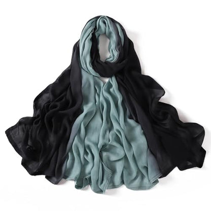 Premium Ombre Viscose Hijab Scarf for Women Muslim Lightweight Gradient Color Shade Hair Wraps Long Hijabs Scarves - color: New Green With Black