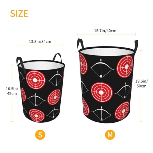 Archery Pattern Red Target And Shootings Bow X Round Waterproof Oxford Cloth Laundry Basket Multi-Purpose Storage Basket Toys Books Clothes Storage Basket - color: Black 7