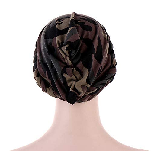 Cancer Chemo Beanies Bandana Headwrap Cap Satin Bonnet Head Scarf Hijab Braid Silky Turban Hats for Women - color: Army Green Camouflage