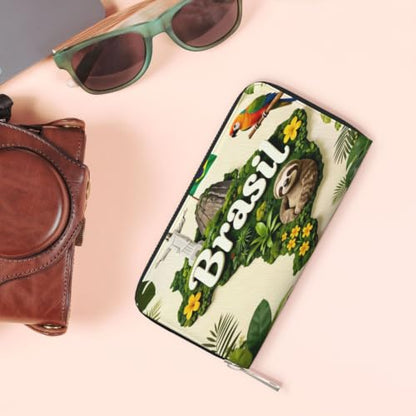 Brazil's Diversity And Nature PU Leather Long Wallet for Women Men, Zipper Clutch Wallet RFID Card Holder Organizer - color: Brazil's Diversity And Nature