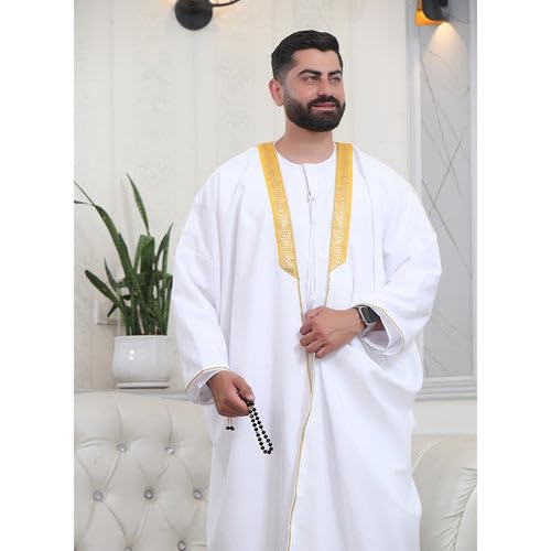 Men's Abaya (Bisht) Long Sleeves | Amazing Men's Islamic Arabian Cloak - color: White