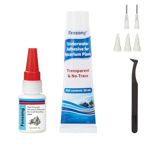 Aquarium Glue Kit – Underwater Gel & Skeleton Gel, Safe for Fish & Plants, Includes Tweezer, Precision Nozzles & Spray Tips, Perfect for Aquascaping & Hardscape