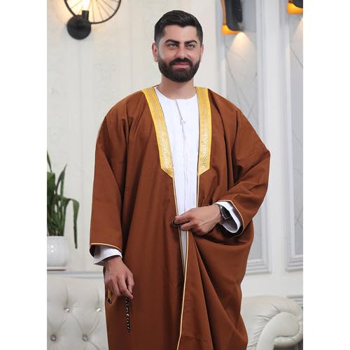 Men's Abaya (Bisht) Long Sleeves | Amazing Men's Islamic Arabian Cloak - color: Coffee