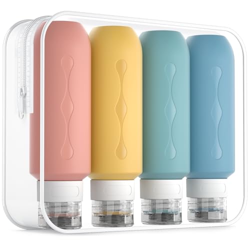 Gemice Travel Bottles for Toiletries, Tsa Approved Travel 6oz Size Containers with Clear Bag, BPA Free Leak Proof Travel Tubs Refillable Liquid Travel Accessories for Cometic Shampoo Lotion - color: Yellow, size: 6 Ounces