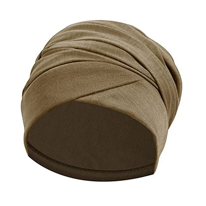 Turban Head Wrap Scarf,African Women' Soft Long Scarf Shawl Hair Bohemian Headwrap Stretch Headband Tie - color: Khaki