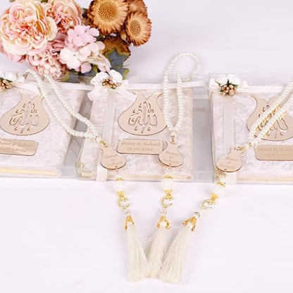 IEF Personalized Yaseen Dua Book Prayer Beads Islamic Gift Set, Ramadan Eid Wedding Birthday Anniversary Mother's Day Father's Day Gifts, Party Favors for Guests in Bulk - color: Style-2