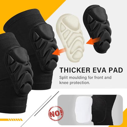 Haysandy 6 Pairs Knee Pads Bulk, Volleyball Breathable Knees Pads with Thick Sponge for Adult Youth Women Men Dancer Sport Training Workout Protector (Black,L Size) - size: Large