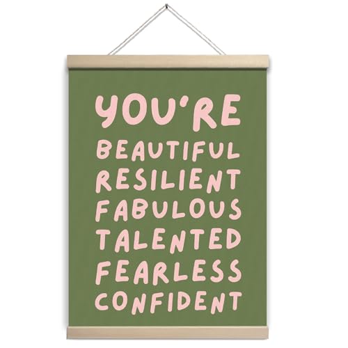 UTELKA You Are Affirmation Wall Art Decor, Sage Green Poster Positive Affirmations Poster Light Pink, Funky Wall Art Teens Affirmations for Toddlers Classroom Playroom Preschool 12x16 - color: You Are Affirmation