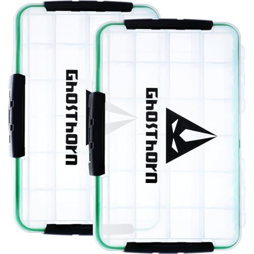 Ghosthorn Waterproof Fishing Tackle Box Organizer 3700 Lure Storage 2 Pack | Clear Tackle Organizer with Removable Dividers for Lures, Hooks and Fishing Gear Portable 3600/3700 Storage Boxes Trays - size: 3700*2