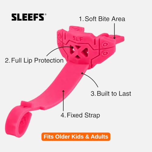SLEEFS X Football Mouth Guard - Lip/Mouthguard with Helmet Strap - Lip/Teeth Protector Mouthpiece - Moldable - for Youth, Men & Women. Maximum Air Flow. All Sports (Pink) - color: Pink