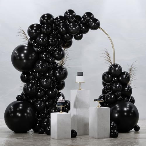 PartyWoo Black Balloons 128 pcs Different Sizes of 18 12 10 5 Inch Black Balloons Arch Kit Garland for Baby Shower Birthday Graduation Casino Gaming Anniversary Race Car Party Decorations Black-Y18 - color: Black-y18
