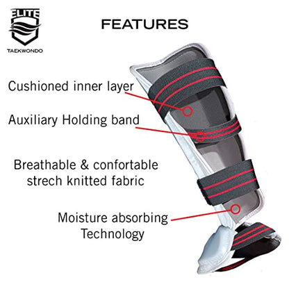 ELITE – Taekwondo Shin & Instep Guard for Kids & Adults (TKD Protector) - size: Xtra Large