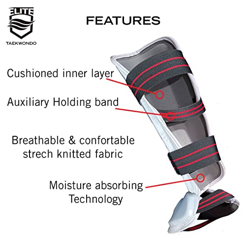 ELITE – Taekwondo Shin & Instep Guard for Kids & Adults (TKD Protector) - size: Medium