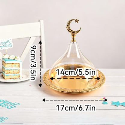Ramadan Serving Tray with Lid, Gold Eid Mubarak Ramadan Plate
