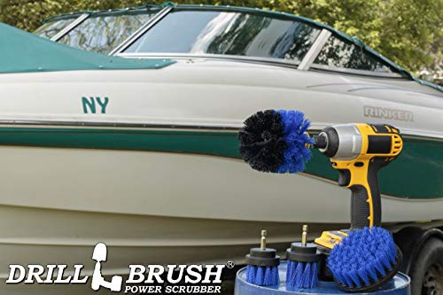 Marine Cleaning Supplies - Brush Kit for a Clean Boat - Boat Accessories - Tank Cleaner Tool Set - Hull and Deck Scrubbing Set - Professional Pool Cleaning Brushes - Aquarium Scrubber - Water Vessels - color: Blue