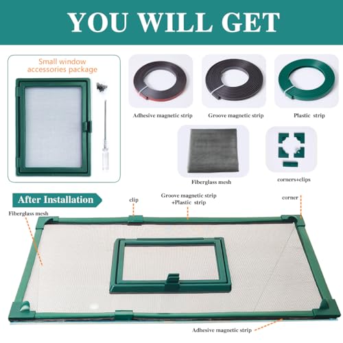 Magnetic Fish Tank Cover with Feeding Window Green Frame Grey Fiberglass Mesh, DIY Fish Tank Lid Adjustable Size Fit Tank Size Max 35''X19'' for Preventing Fish from Jumping Out and Reptile Escaping - color: Green frame fiberglass net(with a feeding windo