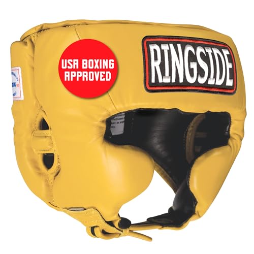Ringside Competition Boxing Muay Thai MMA Sparring Head Protection Headgear with Cheeks - color: Gold, size: X-Large