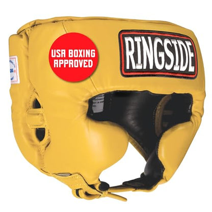 Ringside Competition Boxing Muay Thai MMA Sparring Head Protection Headgear with Cheeks - color: Gold, size: Large