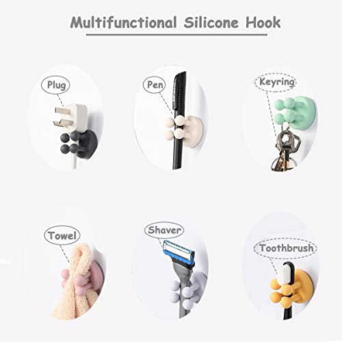 4 Pcs Silicone Waterproof Toothbrush Holders,Mixed2 | Multi-Function Self Adhesive Hooks,For Hanging Key Clothes Towel Cable,For Kitchen Bathroom Home Office - color: Mixed2
