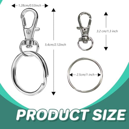 68PCS Swivel Snap Hooks with Key Rings, Metal Lobster Claw Clasp, 34PCS Keychains Clips Hooks and 34PCS Key Chain Rings, Silver - color: silver