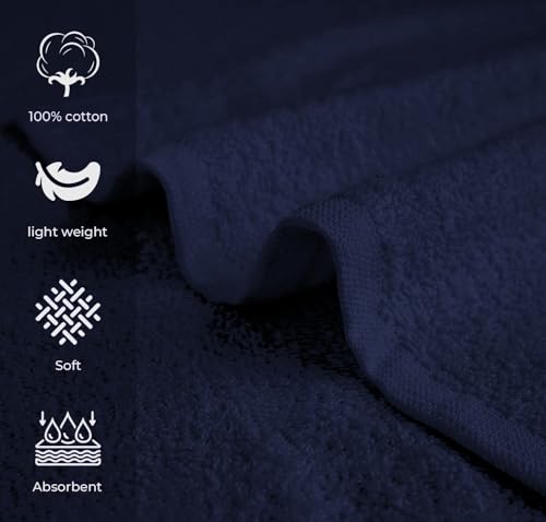 Avalon Towels Salon Towel - Navy Blue Hand Towels Bulk Pack of 24 - 100% Cotton Absorbent Spa, Facial & Gym Towel for Working Out - 16x27 Inches (Not Bleach Proof) - color: Navy