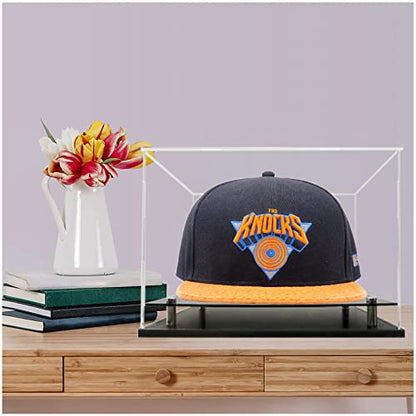 Clear hat Display case for Baseball,Acrylic Cap Holder Stand for Baseball, Football or Snapback Caps,Mini Helmet.Baseball Cap Display case with Metal feet Base(mountable) - size: Hat Display Case