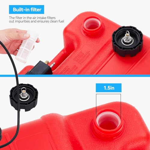 GarveeTech Marine Tank, 6 gal Outboard Marine Boat Transfer Tank with 9.8 ft Hose, Gauge, I-Shaped Handle, Easy to Carry for Outboard Engine Boats,Fishing Boat, Deck Boat,Yacht